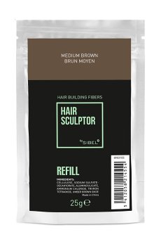 Уценка! Пудра для маскировки залысин волос Sibel Hair Sculptor Средний коричневый, 25 г (рефил)