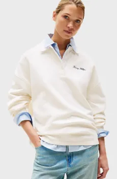 Женская белая спортивная кофта SCRIPT PIQUE Белый S Tommy Hilfiger WW0WW45779