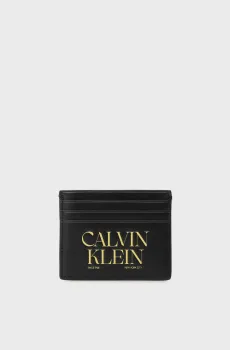 Мужской черный кожаный кардхолдер GRAPHIC Черный ONESIZE Calvin Klein LV04D1147G