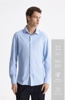 Reserved - Сорочка slim fit із високим вмістом бавовни - блідо-блакитний - 120GT-05X