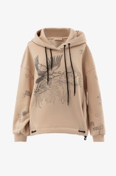 Бежевий худі оверсайз Душа на флісі