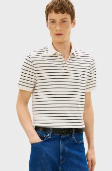 Мужское белое поло в полоску 1985 REGULAR Белый XL Tommy Hilfiger MW0MW17770