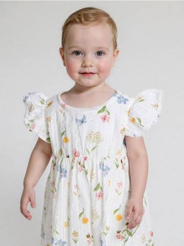 Міні-сукня з металізованою ниткою - кремовий