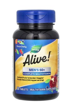 Мультивитамины для мужчин 50+ Natures Way Alive! Mens 50+ Complete Multivitamin, 50 таблеток