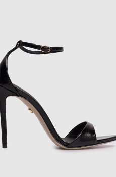 Черные кожаные лакированные босоножки