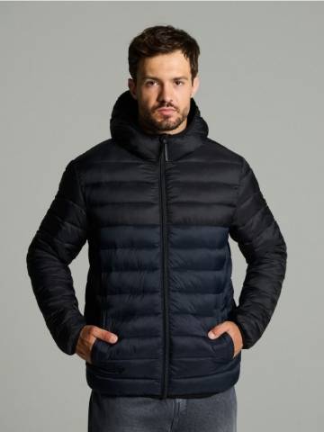 Квітована куртка puffer з капюшоном - темно-синій Квітована куртка puffer з капюшоном - темно-синій