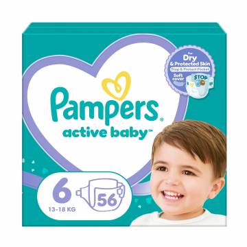 Подгузники Pampers Active Baby размер 6 (13-18 кг), 56 шт Подгузники Pampers Active Baby размер 6 (13-18 кг), 56 шт