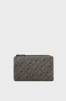 Женский коричневый кошелек с узором CON BIFOLD Коричневый ONESIZE Tommy Hilfiger AW0AW18594