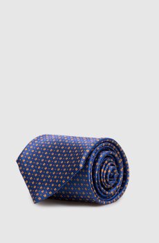 Синий галстук Luxury из шелка в контрастном узоре