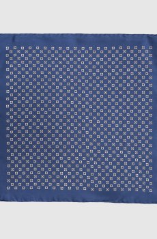 Синий платок из шелка с геометрическим узором
