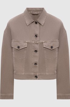 Коричневая джинсовая куртка с леном