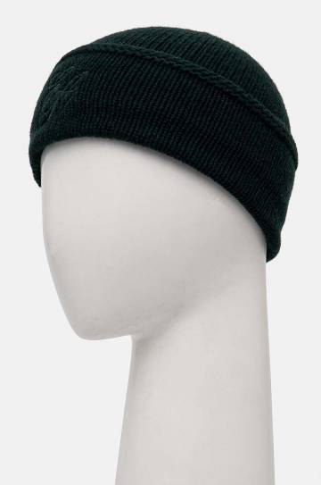 Шерстяная шапка Emporio Armani цвет зелёный из толстого трикотажа шерсть 637343 4F520 Шерстяная шапка Emporio Armani цвет зелёный из толстого трикотажа шерсть 637343 4F520