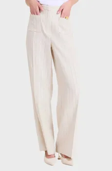 Женские белые брюки в полоску Белый 36 Naf Naf CENP014