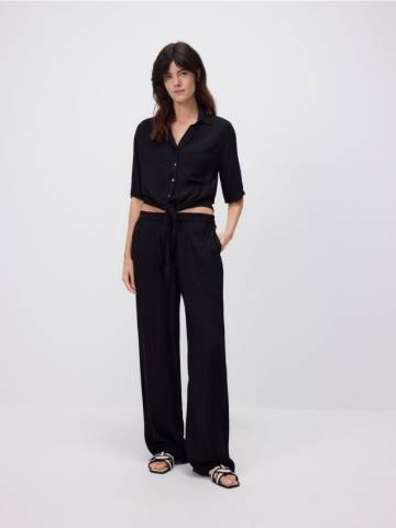 Reserved - Зав’язана сорочка з віскози - чорний - VU806-99X