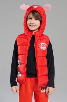 Стьобаний жилет з капюшоном і 3D вушками PAW Patrol - червоний
