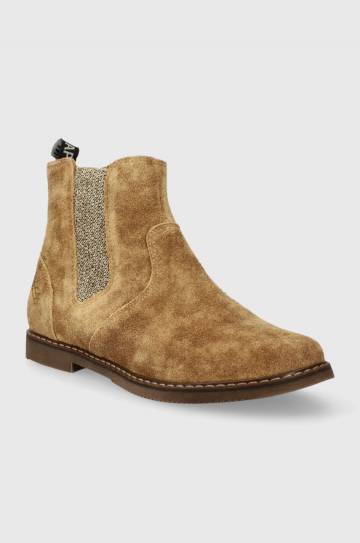 Детские кожаные ботинки Pom Dapi цвет бежевый