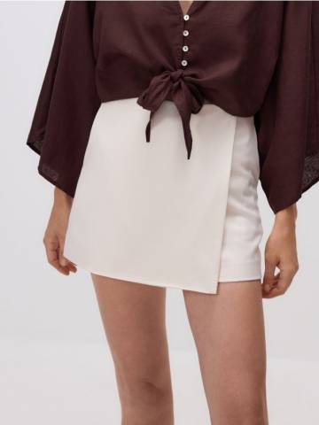 Reserved - Спідниця-шорти з віскози - кремовий - 299FT-01X