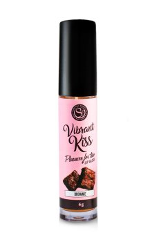 Блеск для губ с виброэффектом Secret Play Vibrant Kiss Lip Gloss для орального секса, со вкусом брауни, 6 г