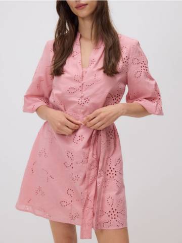 Reserved - Ажурна мінісукня - пастельний рожевий - 5157V-03X Reserved - Ажурна мінісукня - пастельний рожевий - 5157V-03X