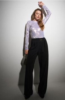 Широкі штани з складками - чорний