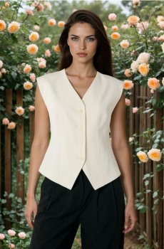 Костюмна Жилетка З Віскозною Сумішшю - кремовий