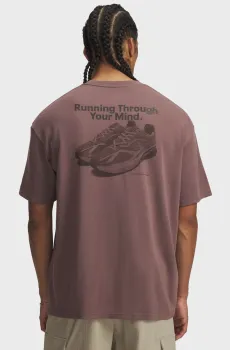Мужская коричневая футболка UA HWT RUNNING SHOE OS SS Коричневый L Under Armour 6004897-256