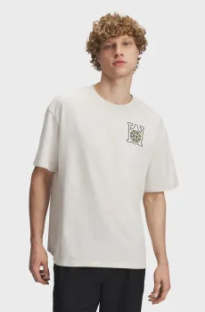 Мужская белая футболка UA M HWT OS Hoops Courtside Белый XL Under Armour 6003686-110