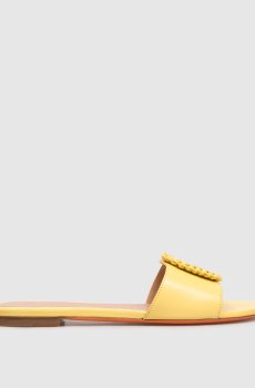 Желтые кожаные шлепанцы