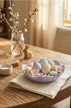 Керамічна миска з квітковим мотивом - Фіолетовий