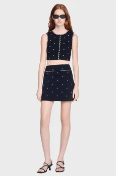 Женская черная юбка Черный 36 Sandro SFPJU01592_Black