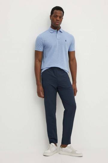 Хлопковое поло Polo Ralph Lauren меланж 710666998 Хлопковое поло Polo Ralph Lauren меланж 710666998