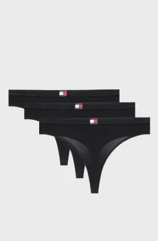 Женские черные трусики (3 шт) THONG Черный XS Tommy Hilfiger UW0UW06139