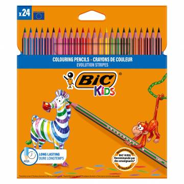 Олівці кольорові BIC Kids Evolution Stripes 24 штук (bc950525) Олівці кольорові BIC Kids Evolution Stripes 24 штук (bc950525)