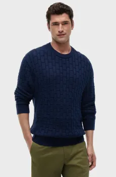 Мужской темно-синий джемпер MOCK CABLE Синий M Tommy Hilfiger MW0MW43261
