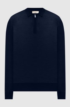 Синее поло из шерсти мериноса