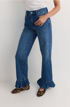 Reserved - Широкі джинси з рюшами - синій - YS043-55J