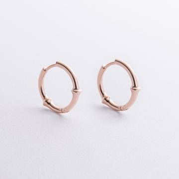 Серьги - кольца "Bamboo" в красном золоте с09141 Серьги - кольца "Bamboo" в красном золоте с09141