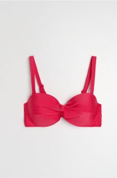 Верхня частина купальника bandeau з декоративними зборами - яскраво-рожевий