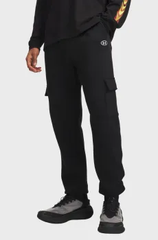 Мужские черные спортивные брюки UA Rival Flc Cargo Jgrs Черный XXL Under Armour 6013443-008