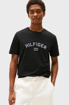 Мужская черная футболка HILFIGER FLOCK Черный 3XL Tommy Hilfiger MW0MW39357