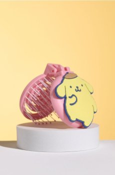 Складна щітка для волосся з дзеркальцем PomPomPurin - пастельний рожевий