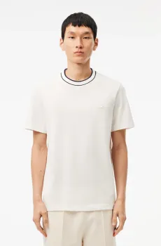 Мужская белая футболка Regular Fit Белый M-L Lacoste TH817470V