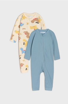 Бавовняний ромпер, 2 шт. - синій