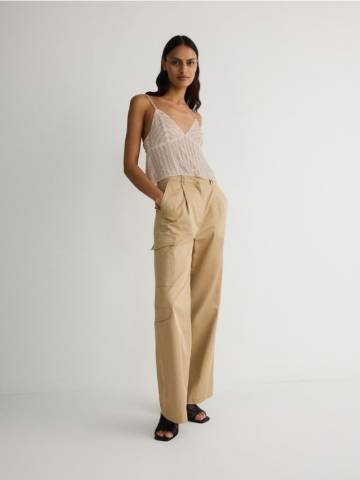 Reserved - Штани wide leg - бежевий - 489BZ-80X Reserved - Штани wide leg - бежевий - 489BZ-80X