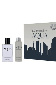 Парфюмированный набор мужской Gian Marco Venturi Aqua (туалетная вода, 50 мл + шампунь для волос и тела, 2*100 мл)