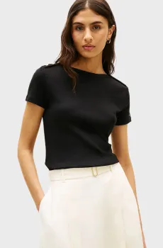 Женская черная футболка GOLD BUTTON Черный S Tommy Hilfiger WW0WW49250