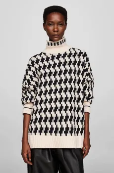 Женский шерстяной свитер с узором TEXTURED MOCK-NK LS Разноцветный S Tommy Hilfiger WW0WW42265