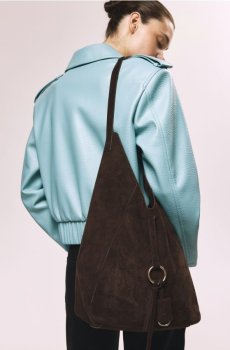 Reserved - Сумка Хобо - темно коричневий - 759FC-89X