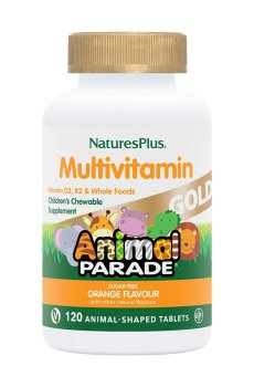 Мультивитамины и минералы для детей NaturesPlus Animal Parade Gold со вкусом апельсина, 120 жевательных таблеток