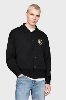Мужской черный кардиган TJM BOXY BUTTON DOWN CREST CARDI Черный M Tommy Jeans DM0DM19422